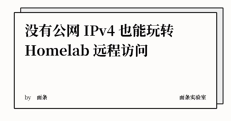 没有公网 IPv4 也能玩转 Homelab 远程访问 | 面条实验室