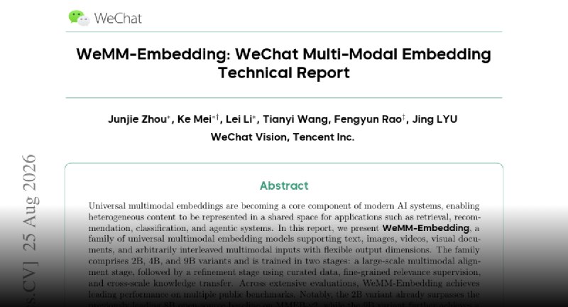 Paper page - WeMM-Embedding: WeChat Multi-Modal Embedding Technical Report