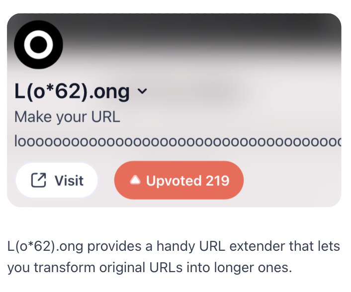 愚人节把 L(o*62).ong 发布到了 ProductHunt 没拉票的情况下获得了 200 多票，进了  Top 10 