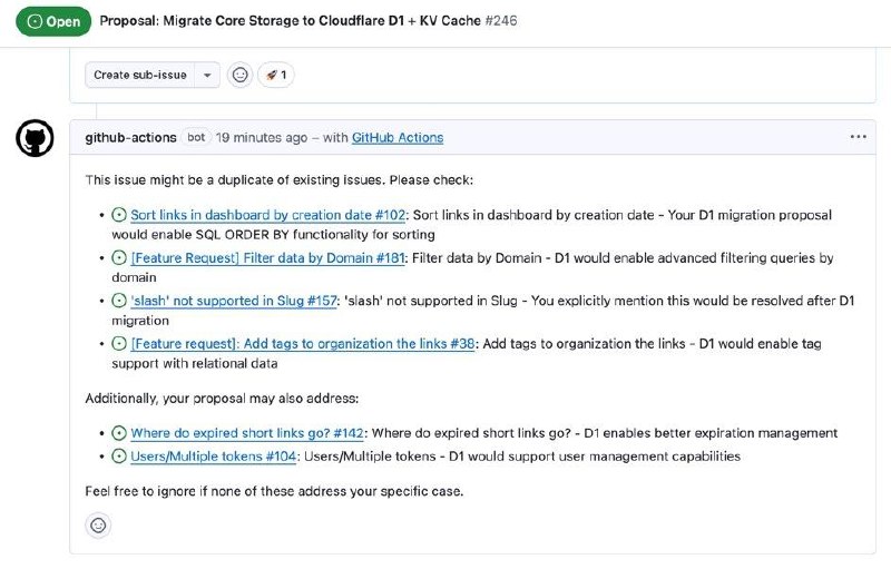 在 opencode actions 发现一个极简的 GitHub 重复 issue 检测器，包含完整配置只需要 60 行代码马上搬到了 Sink 仓库，配合 opencode 提供的免费模型，0 成本运行