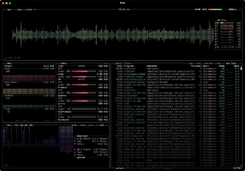 Terminal App 内能干什么？查看系统状态: btop管理 Git: lazygit管理文件: superfile/yazi管理 Docker: lazydocker管理数据库: harlequin TerminalApps 收集了不少强大的 Terminal App， 有兴趣的可以看下🔗 