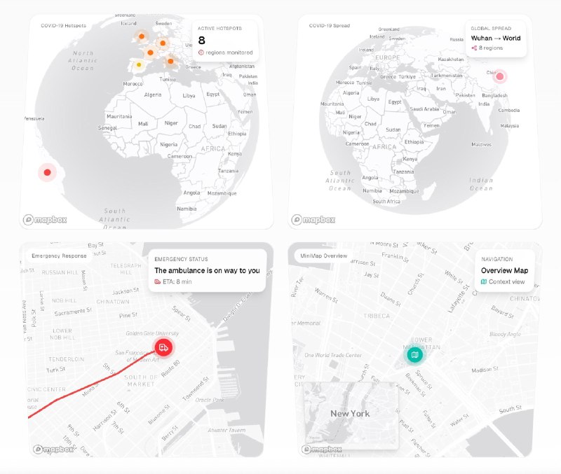 最近 cn 系列 UI 有两个漂亮的地图库，mapcn 和 Terrae一个 2D 做的好，一个 3D 做的好，可以继续观察一下mapcn: 