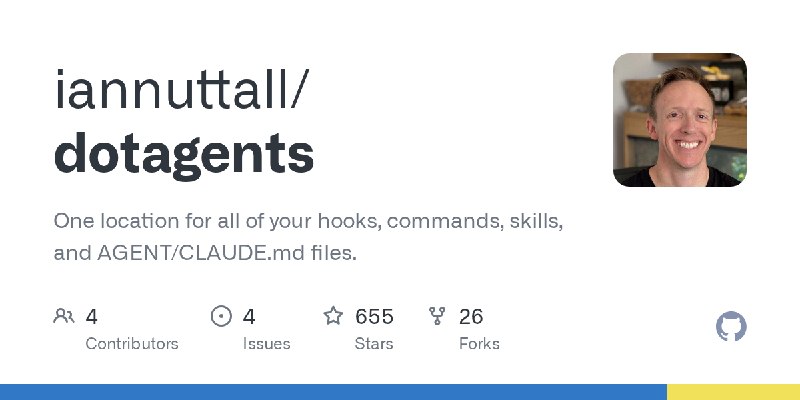 GitHub - iannuttall/dotagents: One location for all of your hooks, commands, skills, and AGENT/CLAUDE.md files.
