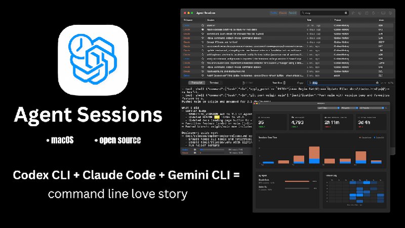 Agent Sessions — Sessions for Codex, Claude, Cursor, Gemini, Copilot, OpenCode & Droid CLI