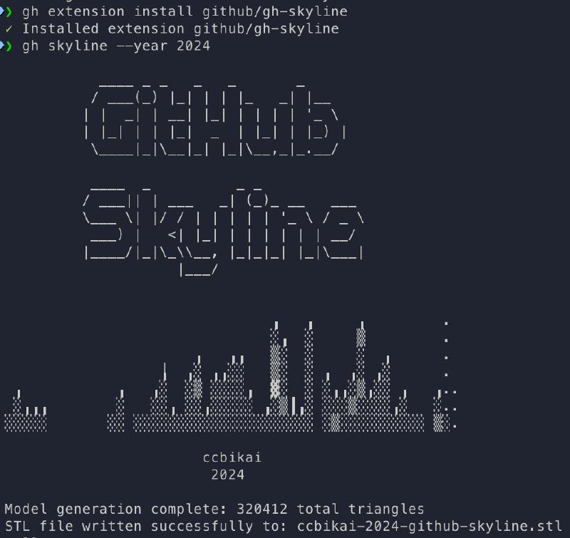 #工具推荐 GitHub Skyline 使用 GitHub Skyline CLI 可以将你的 GitHub 贡献记录生成一个 STL 文件用于 3D 打印准备年底搞一个放桌上#工具推荐 GitHub Skyline 使用 GitHub Skyline CLI 可以将你的 GitHub 贡献记录生成一个 STL 文件用于 3D 打印准备年底搞一个放桌上